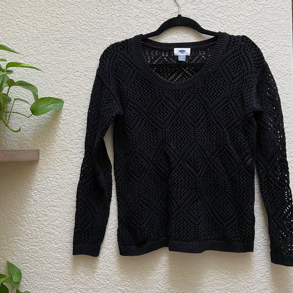 Black Crochet Sweater